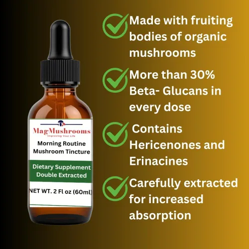 Miniatura 3 de Tintura de hongos de rutina matutina, alta potencia, doble extracción, 60 dosis diarias, melena de león y cordyceps