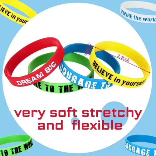 Miniatura 4 de BBTO 48 pulseras de goma con cita motivacional a granel, regalos inspiradores para estudiantes, profesores, pulseras elásticas para adultos