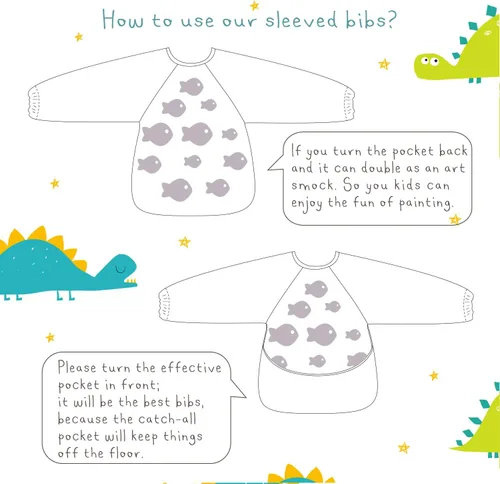 Miniatura 7 de Babero impermeable con mangas y bolsillo, 6-24 meses