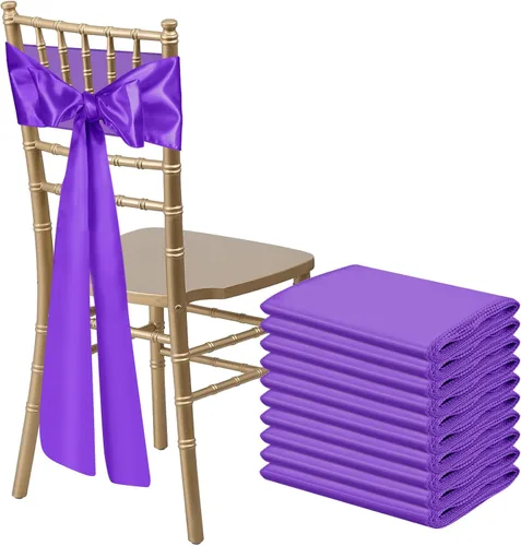 Miniatura 36 de 10 PCS Lazos de Satén Azul Bebé para Sillas Bandas Universales Cintas para Sillas Lazos Traseros para Bodas Fiestas Recepciones Eventos Banquetes