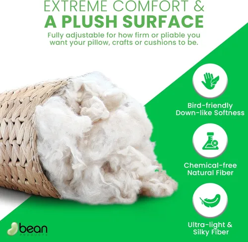 Miniatura 2 de Bean Products Relleno Kapok prémium 2.5 libras 100% fibra Kapok orgánica Sin químicos e hipoalergénico Perfecto para almohadas, camas