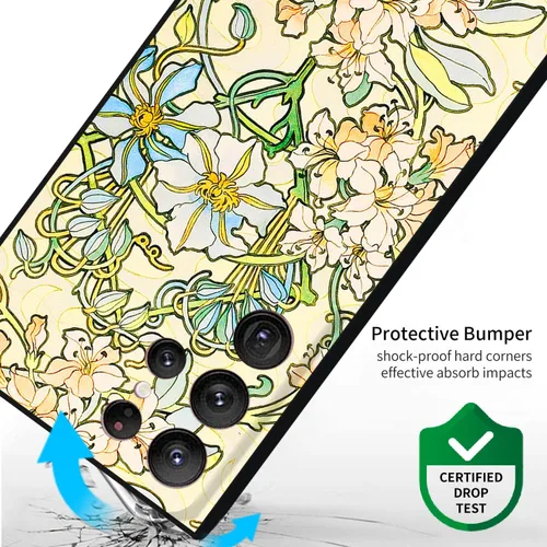 Miniatura 3 de Berkin Arts Funda compatible con Samsung Galaxy S22 Ultra, funda de silicona Art Nouveau Floral Flower (Clematis by Alphonse Mucha)