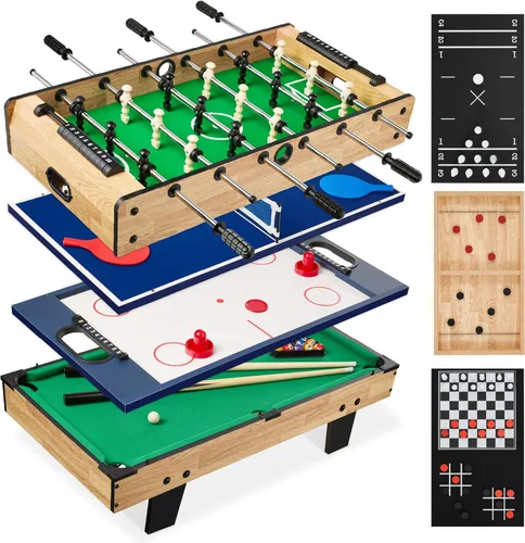 Miniatura 10 de Best Choice Products Serie de mesas de juegos múltiples – Mesas de juego interactivas 4 en 1 y 11 en 1 para niños con futbolín, hockey sobre aire, 4