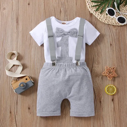 Miniatura 2 de vivifayee Conjunto de pantalones y tirantes para bebé niño de un primer cumpleaños