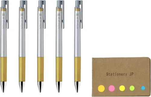 Pilot Juice up 04 - Bolígrafo retráctil de tinta de gel, punta ultrafina, 0.016 in, tinta dorada, paquete de 5, juego de notas adhesivas