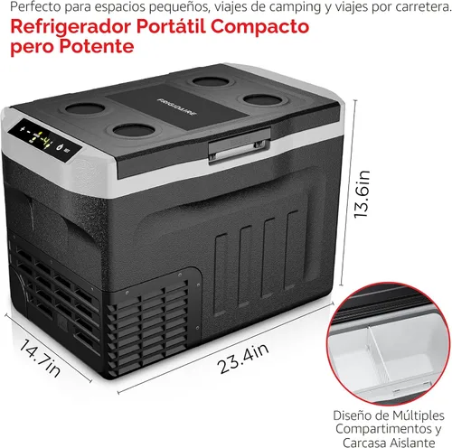 Miniatura 5 de Frigidaire Refrigerador portátil 2-en-1 de 12/24V DC y 110-240V AC con compresor – Compacto para viajes, automóvil, camping, viajes por carretera