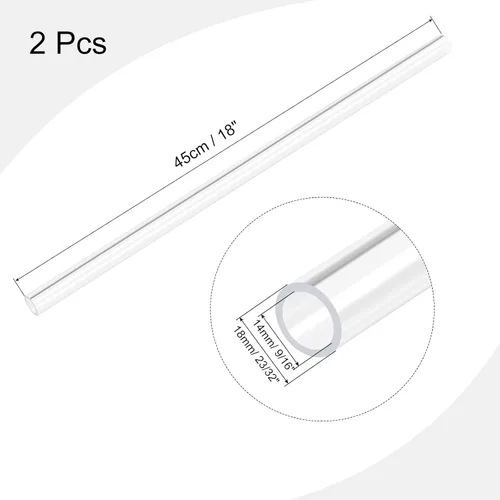 Miniatura 2 de MECCANIXITY Tubo Redondo Rígido Transparente de Acrílico 14mm (9/16") DI 18mm (0.7") DE 457mm para Lámparas y Linternas, Sistema de Enfriamiento