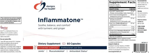 Miniatura 5 de Designs for Health Inflammatone - Suplementos de cúrcuma con enzimas proteolíticas, boswellia, quercetina y resveratrol (60 cápsulas)