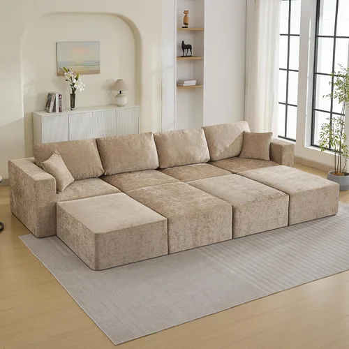 Miniatura 10 de Sofá modular Cloud de 3 plazas sin hueso de 115 pulgadas para habitación familiar, sofá sin espinas comprimida de espuma viscoelástica con asiento