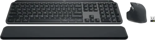 Logitech MX Keys S Combo - Teclado y ratón inalámbrico de alto rendimiento con reposa muñeca, iluminación personalizable, desplazamiento rápido,