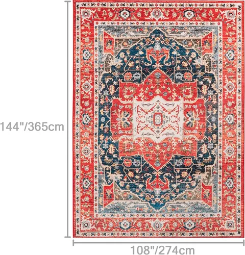 Miniatura 354 de Syalife 4x6 Alfombra Lavable para Área, Ultra Suave Antideslizante, Pila Baja, Alfombra Vintage Resistente a Manchas para Sala de Estar, Alfombra