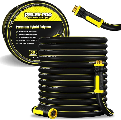 Miniatura 11 de Manguera de jardín de 3 pies - PHLEX PRO Manguera de agua resistente premium de 5/8' de goma de 3 capas, manguera de agua híbrida flexible e