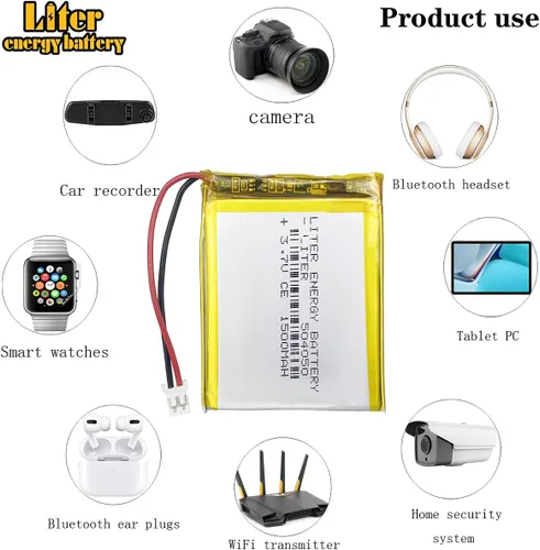 Miniatura 5 de Liter 3.7V 1500mAh 504050 Lipo Batería recargable de iones de polímero de litio con conector JST 0.079 in