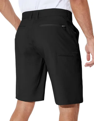 Miniatura 2 de PULI Vestido corto de golf elástico para hombre, de secado rápido, casual, ligero, frente plano, de 10 pulgadas, pantalones cortos híbridos