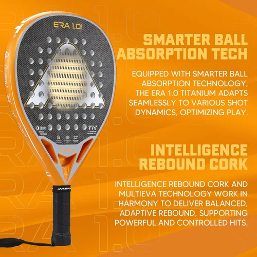 Miniatura 5 de AMA SPORT ERA 1.0 Raqueta de pádel con superficie de fibra de carbono con núcleo de espuma EVA Memory Flex Raqueta de pádel ligera de potencia