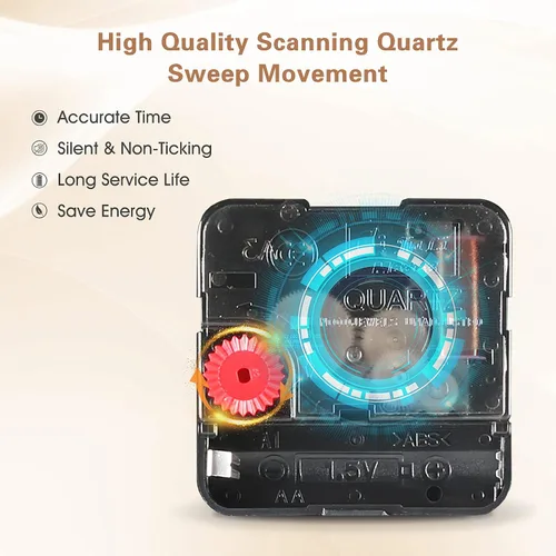 Miniatura 3 de WISKALON Reloj de pared elegante con marco negro silencioso de 10 pulgadas, reloj de pared digital clásico con cristal, funciona con pilas, fácil