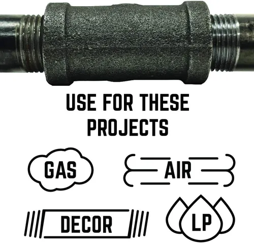 Miniatura 5 de PIPE DECOR - Accesorio de tapa de 1/2 pulgada, accesorios de hierro maleable negro para tuberías, pezones y accesorios estándar de 1/2 pulgada