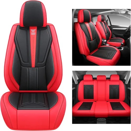 Miniatura 2 de 04 - Juego completo de fundas de cuero sintético para asiento de automóvil, ajuste universal para la mayoría de automóviles, sedanes, SUV y camiones