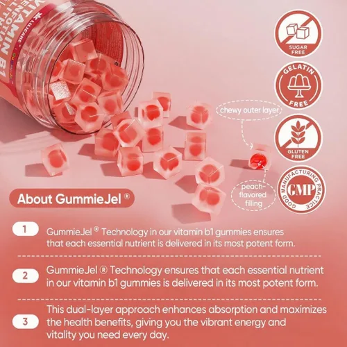 Miniatura 7 de Gomitas de complejo de vitamina B1 y vitamina B metilada, todas las vitaminas B, benfotiamina, tiamina e inositol, multivitaminas B1 B2 B6