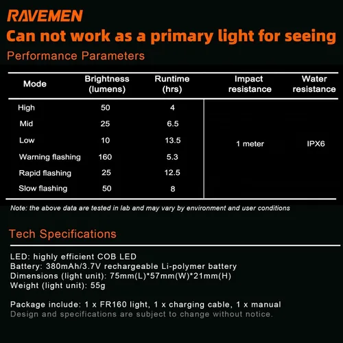 Miniatura 7 de RAVEMEN FR300/ FR160 Compatible with Garmin Bike Computer, Daytime Be Seen Bicycle Light, 6 Modes Cycling Computer Accessories, USB-C Rechargeable