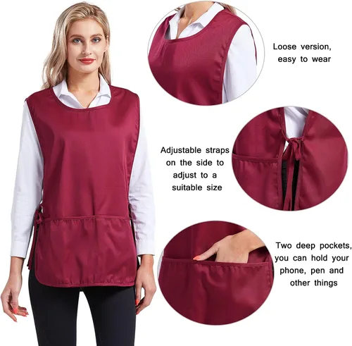 Miniatura 5 de Nanxson Delantal de zapatero unisex con 2 bolsillos profundos, paquete de 2 Smock con lazos laterales para el trabajo de la cocina CF3137
