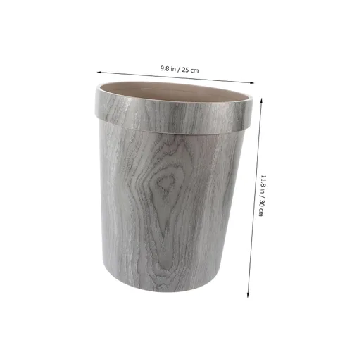 Miniatura 3 de ULTECHNOVO Sturdy Imitation Wood Grain Trash Can Kitchen Bathroom Waste Bin No Lid Modern Stylish Home Decor Office Accessory