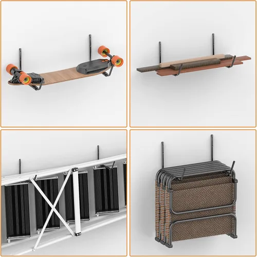 Miniatura 7 de WALMANN Estante de almacenamiento ligero para kayak, ganchos de kayak de montaje en pared para garaje, perchas de almacenamiento utilitario
