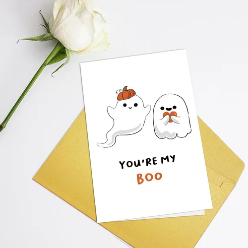 Miniatura 3 de Supoeguk Bonita tarjeta de aniversario de fantasma para marido y esposa, tarjeta de Halloween con texto en inglés «You Are My Boo para él y ella»