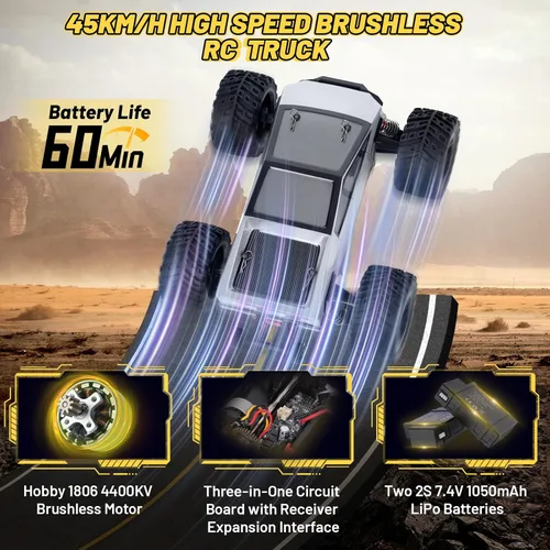 Miniatura 3 de JT20W-V2 - Coche RC 1/20 a escala 4WD sin escobillas para adultos, camión RC de pasatiempo de alta velocidad de 45KPH, vehículo eléctrico
