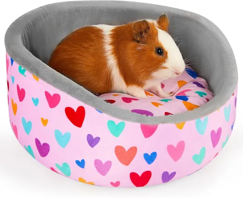 Glittme Cama para Conejillo de Indias Camas Suaves para Conejo con Alfombrilla Gruesa Extraíble Camas para Conejo Lavables a Máquina Accesorios para