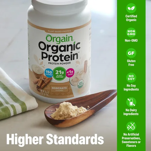 Miniatura 4 de Orgain - Proteína orgánica vegana en polvo, Horchata - 21g de proteína a base de plantas, 9g de fibra prebiótica, bajo en carbohidratos netos, sin