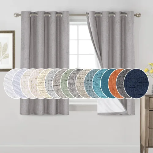 Miniatura 154 de Primitive - Cortinas opacas 100 % de lino texturizado natural para dormitorio, sala de estar, cortinas para ahorra energía, tela de arpillera