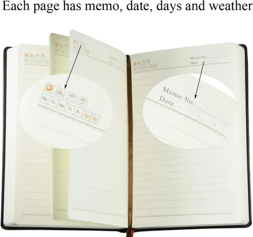 Miniatura 4 de Lemical Cuaderno de cuero grueso de 720 páginas, diario de escritura, cuaderno grueso de 360 hojas de papel rayado, diario de viaje, regalo ideal