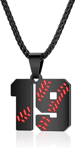 Miniatura 43 de Collar con número de béisbol para niños 00-99, collar con número de camiseta de béisbol de acero inoxidable, colgante personalizado, regalo