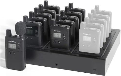 Miniatura 2 de AGJ Sistema inalámbrico de guía turístico, micrófono de guía turístico, auriculares de guía turístico, 1 transmisor, 10 receptores, 1 cargador