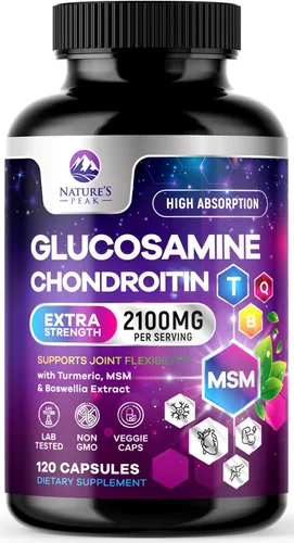 Miniatura 10 de Glucosamina condroitina, MSM y cúrcuma – Suplemento de apoyo articular extra fuerte con 1500 mg de sulfato de glucosamina por porción