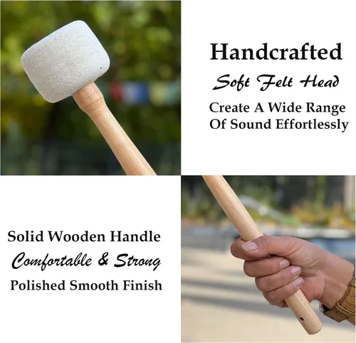 Miniatura 2 de DharmaObjects Tibetan Singing Bowls Gong Felt & Wood Striker Mallet (12" X 2")