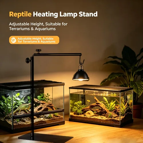 Miniatura 7 de BETAZOOER Soporte de Lámpara de Reptil Ajustable Soporte de Luz de Piso de 15-31 Pulgadas Soporte de Lámpara Colgante de Metal para Terrario