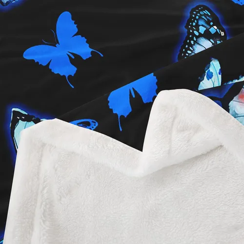 Miniatura 3 de Feelyou Butterfly Throw Blanket Butterflies Print Soft Fleece Sherpa Cozy Fuzzy Plush Warm Glitter Colorful Fuzzy Plush Throw Animal 40"x50" for Bed