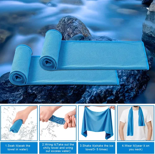 Miniatura 2 de Paquete de 4 toallas refrescantes (40 x 12 pulgadas), toalla de frío suave y transpirable, toalla de hielo, toalla de microfibra para yoga