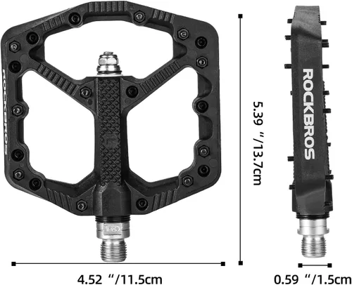 Miniatura 7 de ROCKBROS Pedales de bicicleta de montaña Pedales planos MTB Pedales de plataforma de bicicleta de fibra de nailon para bicicletas de montaña
