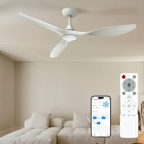 Miniatura 15 de Roomratv Ventiladores de techo con luces y control remoto, motor CC reversible silencioso y silencioso, 6 velocidades, temporizadores, 3 CCT, uso