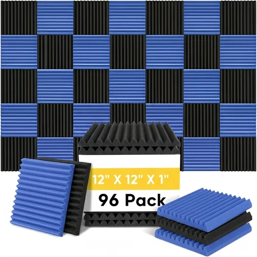 paquete de 96 piezas, Venta Media, Espuma Acústica, Espuma Insonorizada Negro/Azul