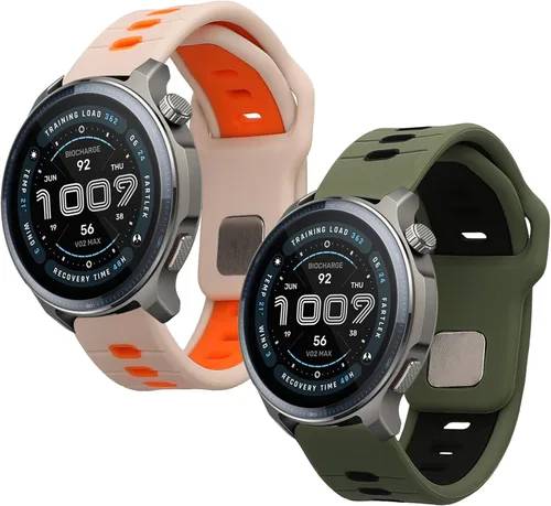 Miniatura 10 de kwmobile Correa compatible con Amazfit Bip 6 / Bip 5 Unity/Bip 5 / GTS 3 / Balance 2 / Correa de repuesto de silicona para reloj - Negro/Gris oscuro