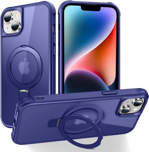 Miniatura 39 de CHAOFEnG Funda magnética compatible con iPhone 11 con soporte, prueba de caídas de grado militar, compatible con imán, anillo translúcido, parte