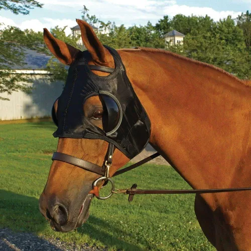 Miniatura 2 de Dura-Tech Capucha intermitente Color negro Promueve la concentración del caballo Protección ocular Ajuste cómodo Cierre seguro de gancho