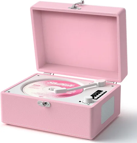 Miniatura 10 de Reproductor de CD portátil Bluetooth, reproductor de CD retro negro para reproductor de música en el hogar, batería recargable y altavoces