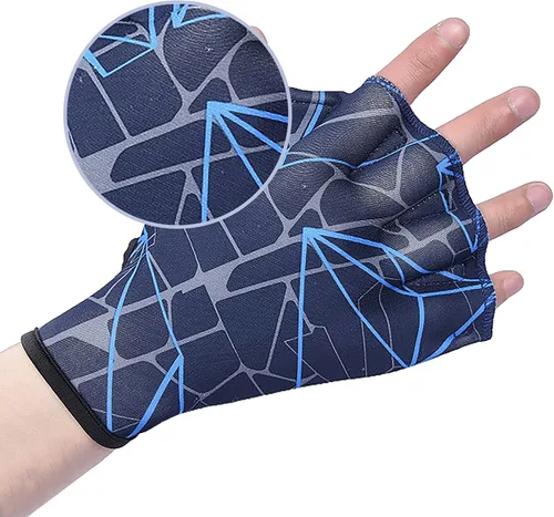 Miniatura 7 de Guantes de natación acuáticos, guantes de malla para natación, entrenamiento, fitness, resistencia al agua, aletas de mano con dedos y muñeca