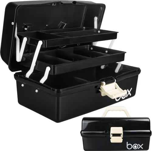 TERGOO Caja de almacenamiento multipropósito de tres capas de 12 pulgadas, caja de herramientas plegable, estuche para manualidades y artes,