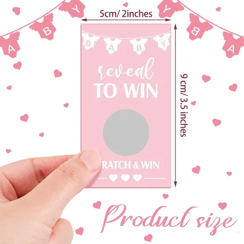 Miniatura 2 de Jexine Juego de 60 tarjetas para raspar para baby shower, color rosa, divertidas tarjetas para rascar, para fiestas de baby shower